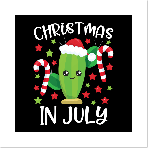 Christmas In July Desert Cactus Cute Santa Succulent Plant Wall Art by teevisionshop